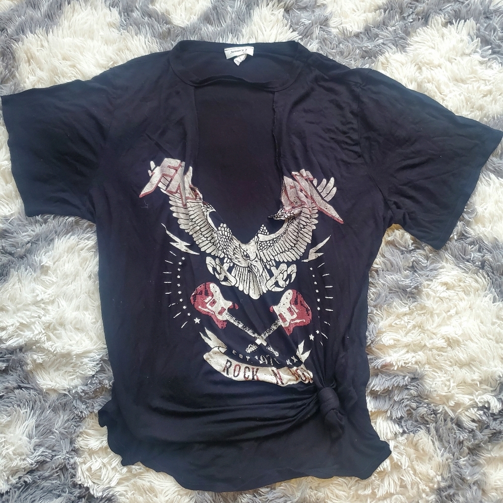 Graphic cut out t shirt